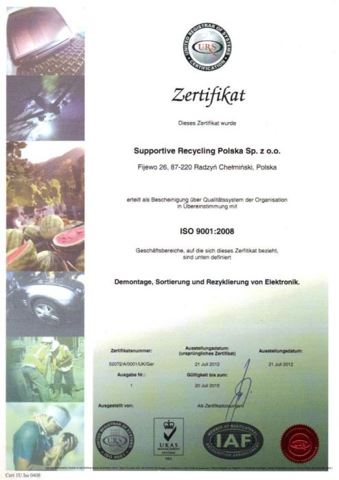 Zertifikat ISO 9001:2008