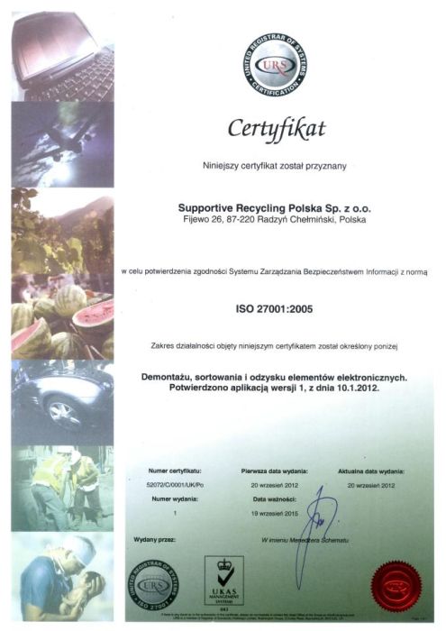 Certyfikat ISO 27001:2005