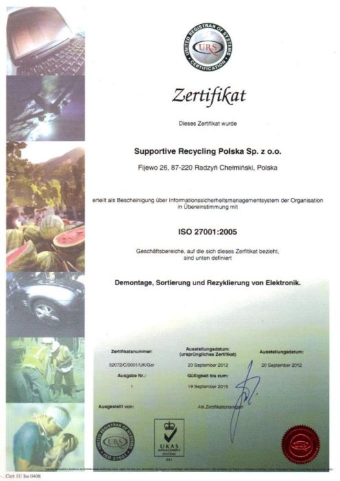 Zertifikat ISO 27001:2005